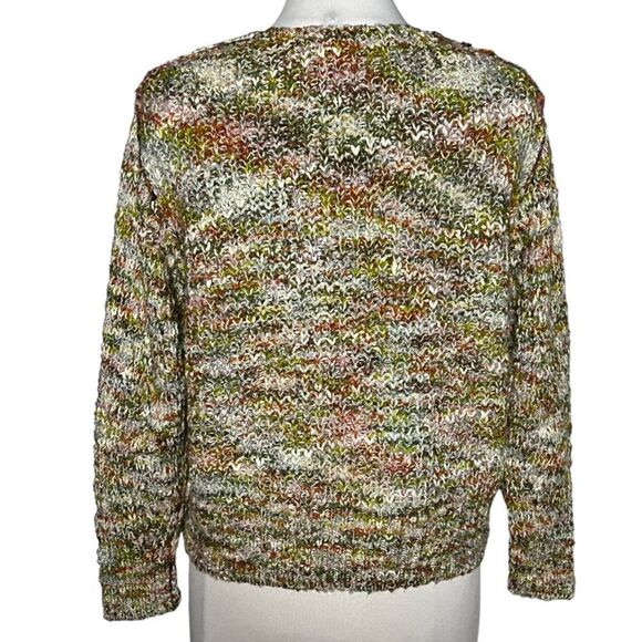 CHELSEA & Theodore Boho Reverse Stitched Multi Melange Knit V-Neck Sweater XS - Picture 4 of 6